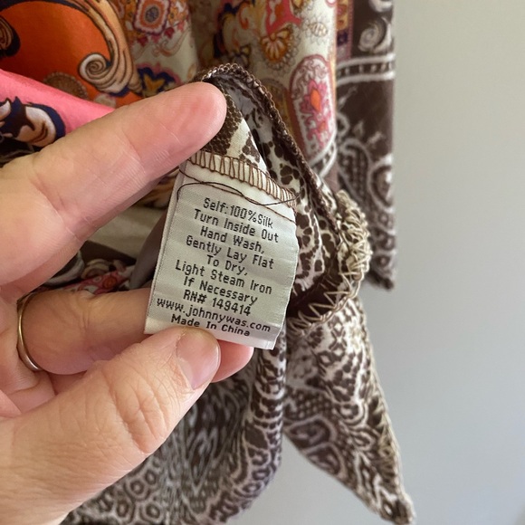 Johnny Was Flora Lace blouse 100% silk bohemian top new with tags size XL - Picture 7 of 9